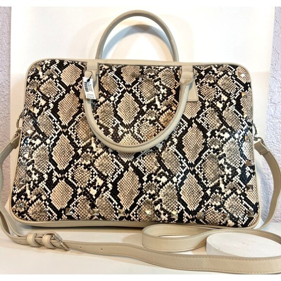 White House Black Market Python Snake Print Computer Carry on Handbag Crossbody - Picture 1 of 15